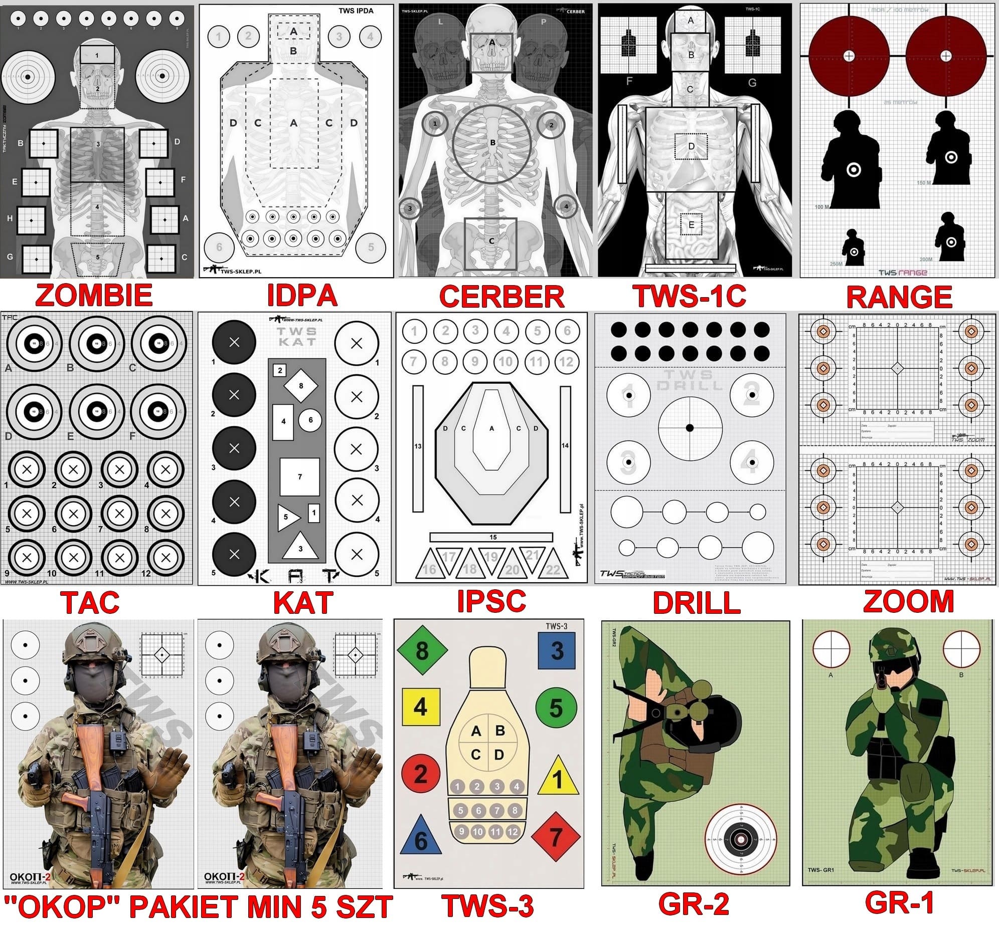 Papierowe tarcze strzeleckie tws: pakiet 100 sztuk
