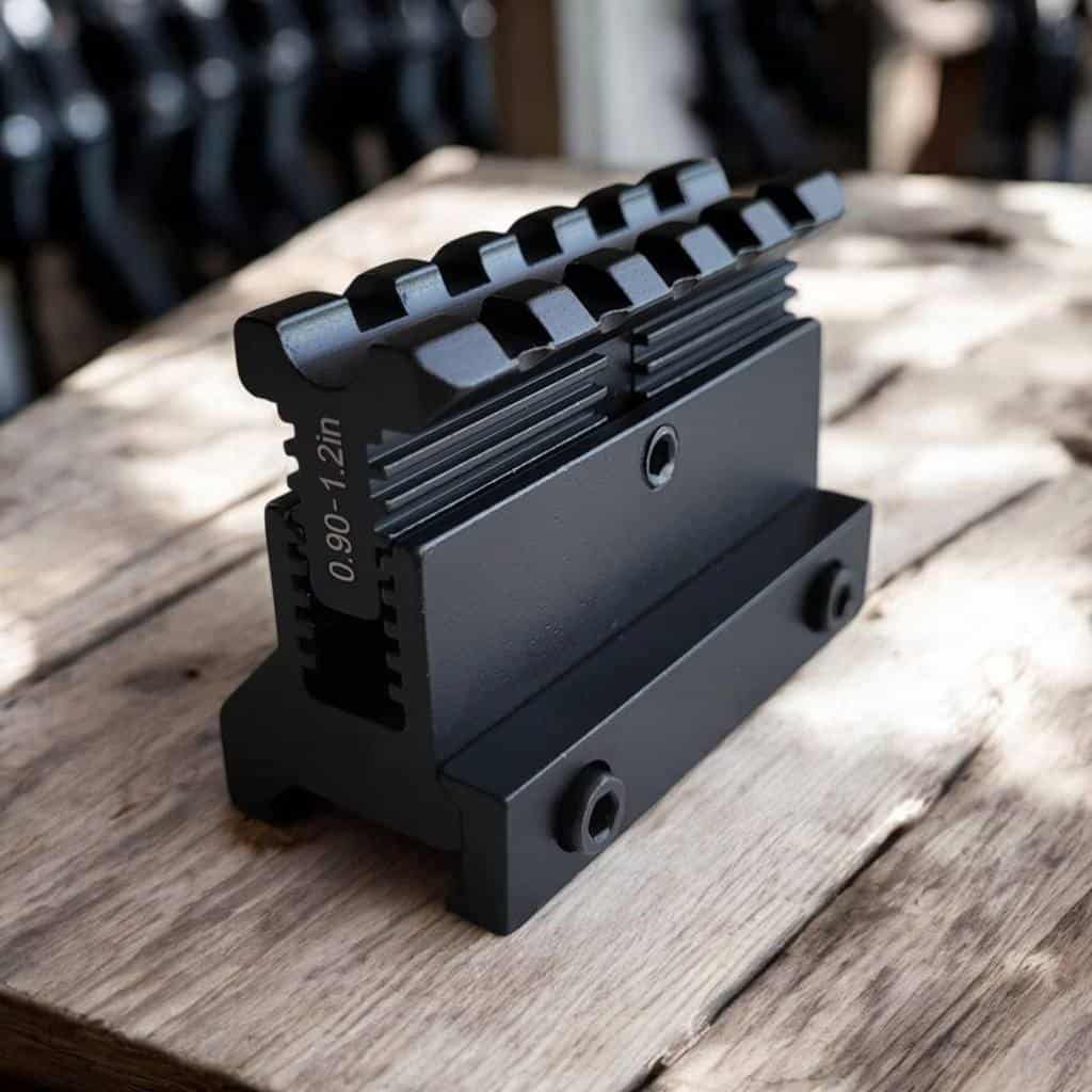 Podwyższenie szyny picatinny: montaż kolimatora z regulacja wysokości