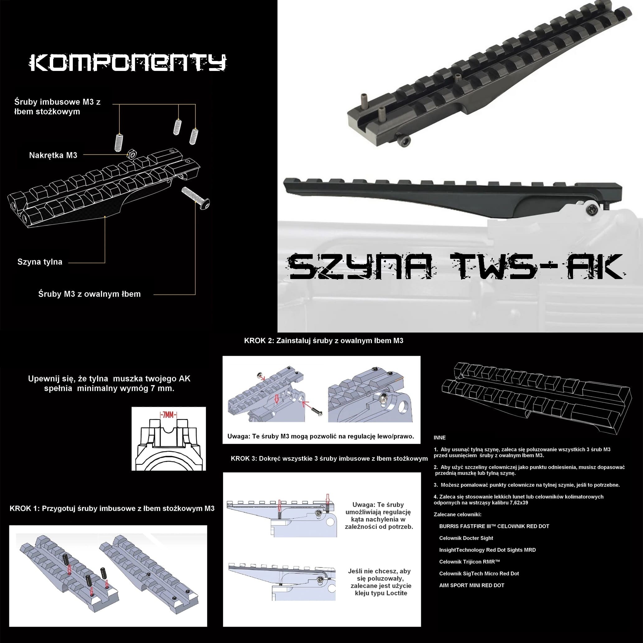 montaż kolimator na szczerbinkę w ak 47,AKM,jack,zastava: instrukcja montażu