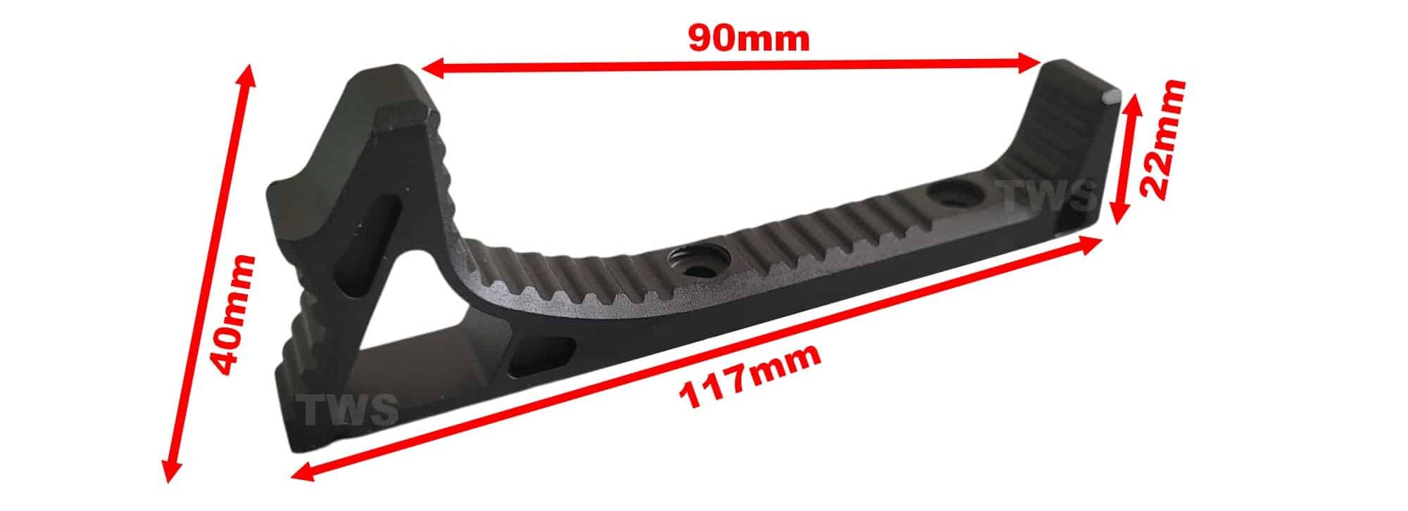 chwyt kątowy na szynę m-lok - wymiary