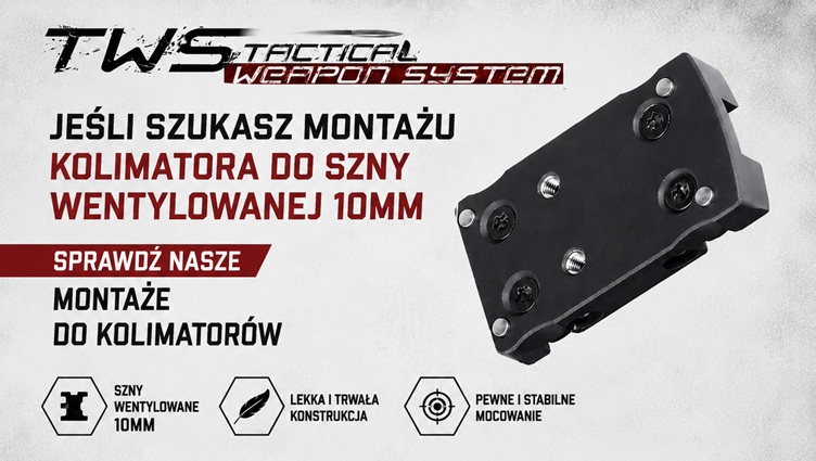 montaże kolimatorów do szyny wentylowanej 10mm: do strzelby oraz bocka