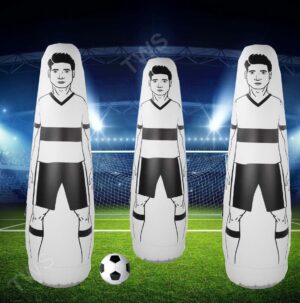 Samowstający, dmuchany mur do piłki nożnej: widok na zestaw