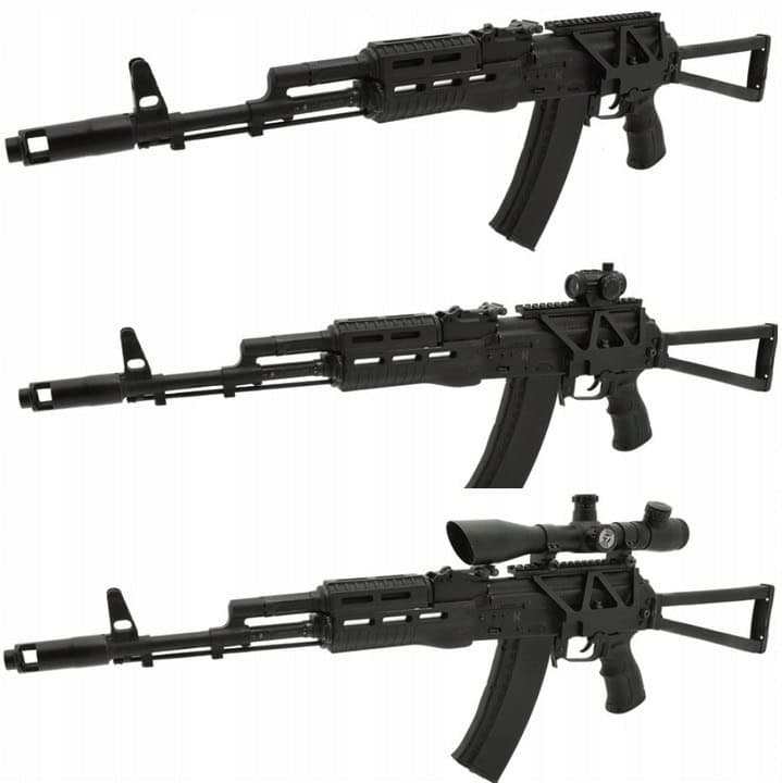 Montaż boczny z szyną picatinny do lunety zamontowany na karabinach: AK-47, AKM, AKMS, JACK