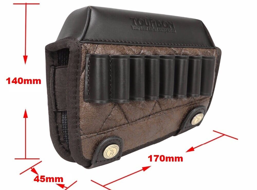 Skórzana ładownica na kolbę z baką policzkową – wymiary Skórzana ładownica na kolbę z baką policzkową – wymiary produktu