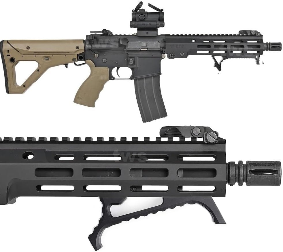 Przedni chwyt kątowy na szynę m-lok - prezentacja na karabinie AR-15