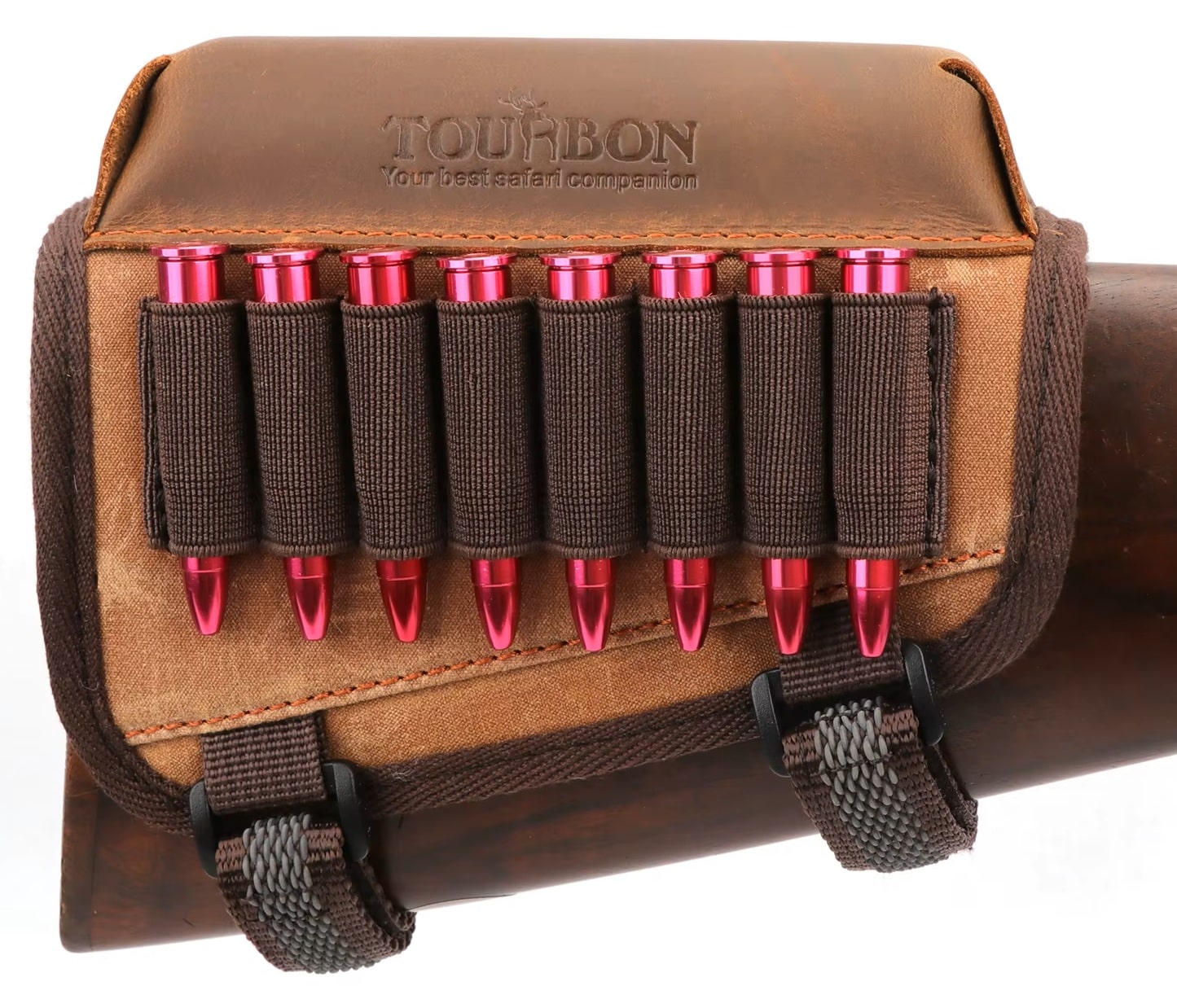 Uniwersalna ładownica na kolbę z podwyższeniem baki - widok na ładownicę z nabojami