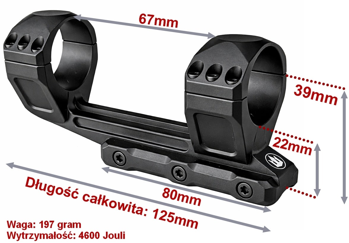 Montaż jednoczęściowy do lunety Vortex 34mm - wymiary