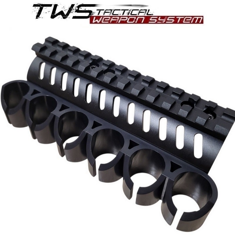 ładownica boczna amunicji 12GA z szyną picatinny do strzelb Mossberg Szyna RIS Picatinny montaż strzelby z ładownicą: Mossberg 500,535,590,870,835,935,930