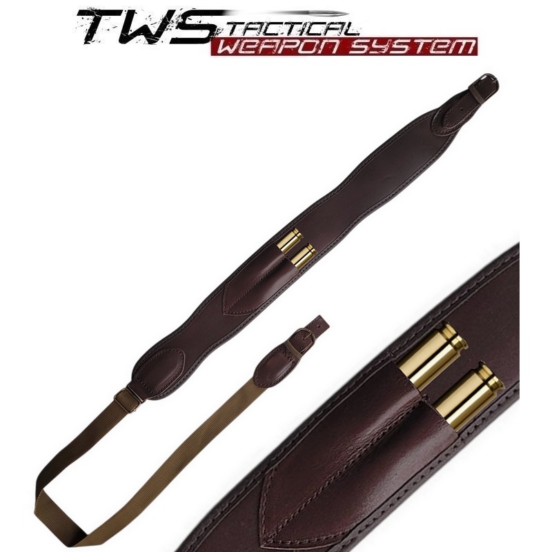 Skórzany pas nośny na ramię z ładownicą na naboje myśliwskie