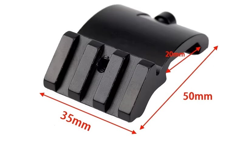 Szyna montażowa 45 stopni Picatinny 20 mm jako zapasowy celownik: wymiary