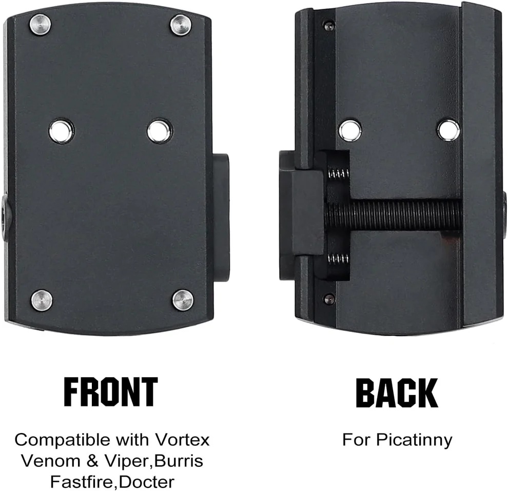 Adapter montażowy Picatinny 22 mm do kolimatorów Docter Noblex Vortex Venom Burris FastFire – widok przód i tył