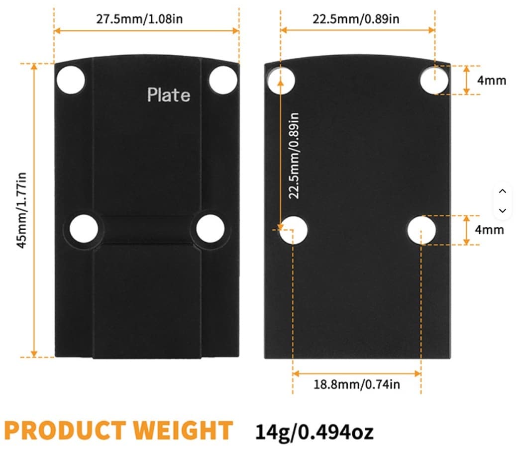 płytka montazowa rmr-acro: wymiary