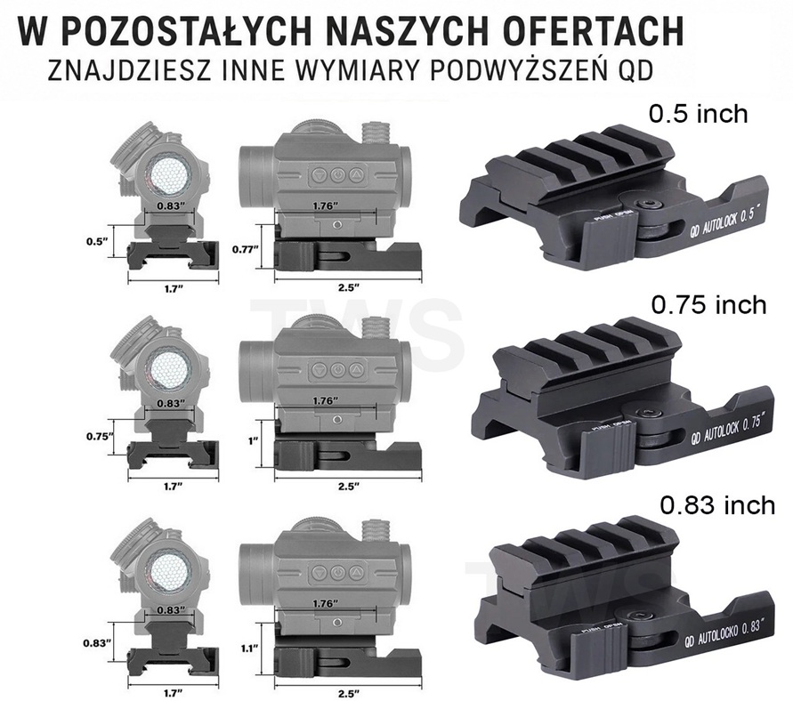 montaże kolimatorów z dźwignią QD- szybki montaż do AR15
