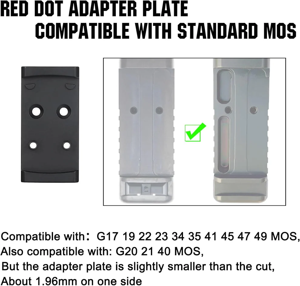 Adapter RMSc kompatybilny z Glock 17 19 22 23 34 35 41 45 47 49 MOS oraz Glock 20 21 40 MOS