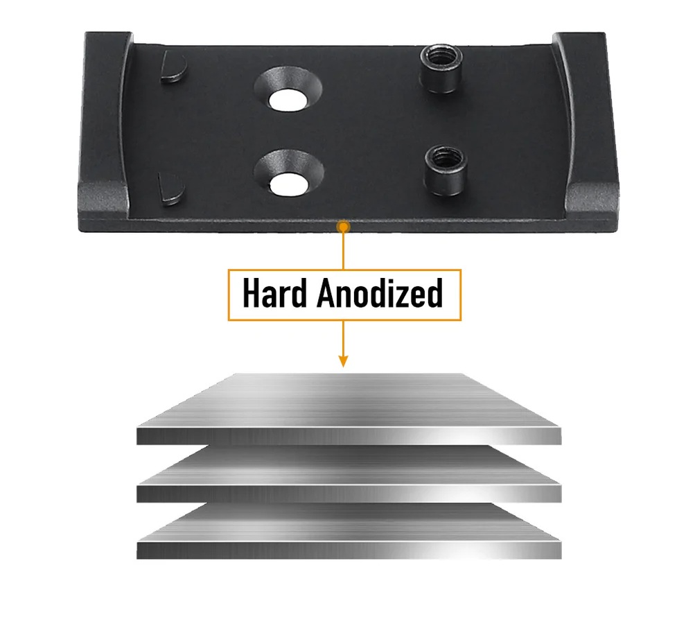 Adapter RMSc do Glock MOS wykonany z aluminium 7075 z twardym anodowaniem Type III – wysoka odporność na zużycie