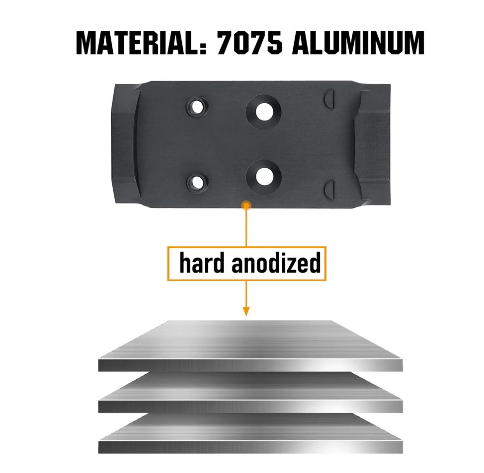 Płytka montażowa RMSc do CZ P-10 z aluminium 7075, twarda anoda zwiększająca odporność na zużycie