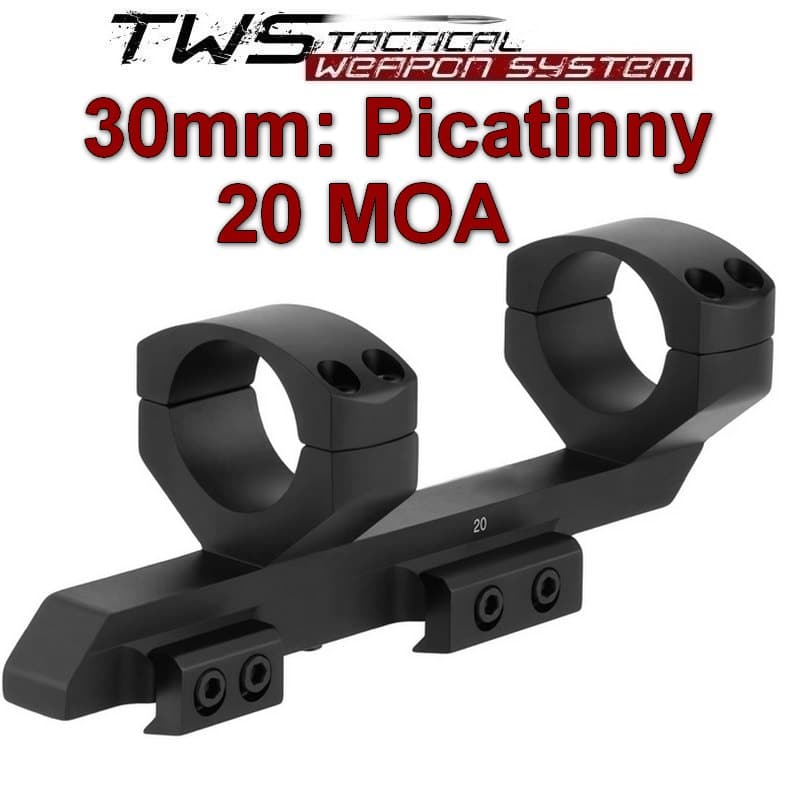 Montaż lunety 30mm na szynę Picatinny do AR15: widok z boku