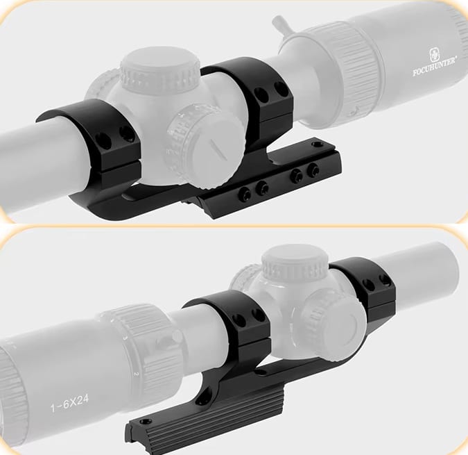 montaż Cantilever na szynę 11mm - widok z lunetą 30mm