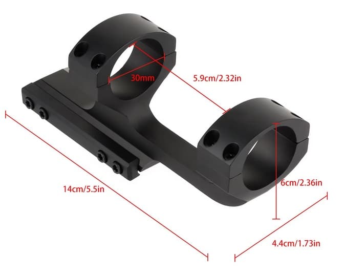 Montaż lunety 30mm do AR15 wymiary