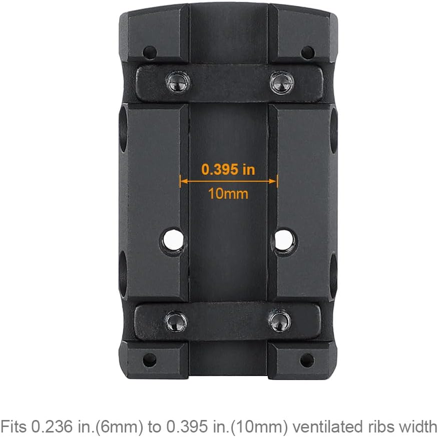 Montaż kolimatora na szynę wentylowaną RIB 10 mm wymiary adaptera do strzelby