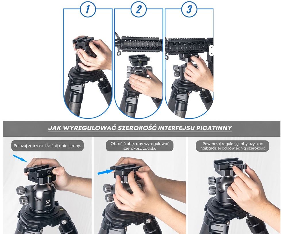Adapter Arca Swiss- Picatinny/ RIS: montaż dwójnogu, bipodu PRS