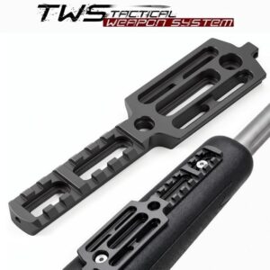 Szyna, adapter ARCA Swiss Picatinny RIS 20 mm zamontowana na łożu karabinu