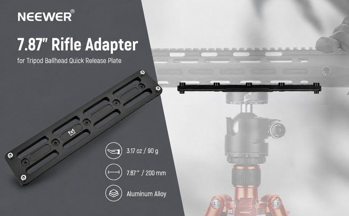 Adapter Arca Swiss zamontowany na łożu AR-15 M-LOK i trójnogu